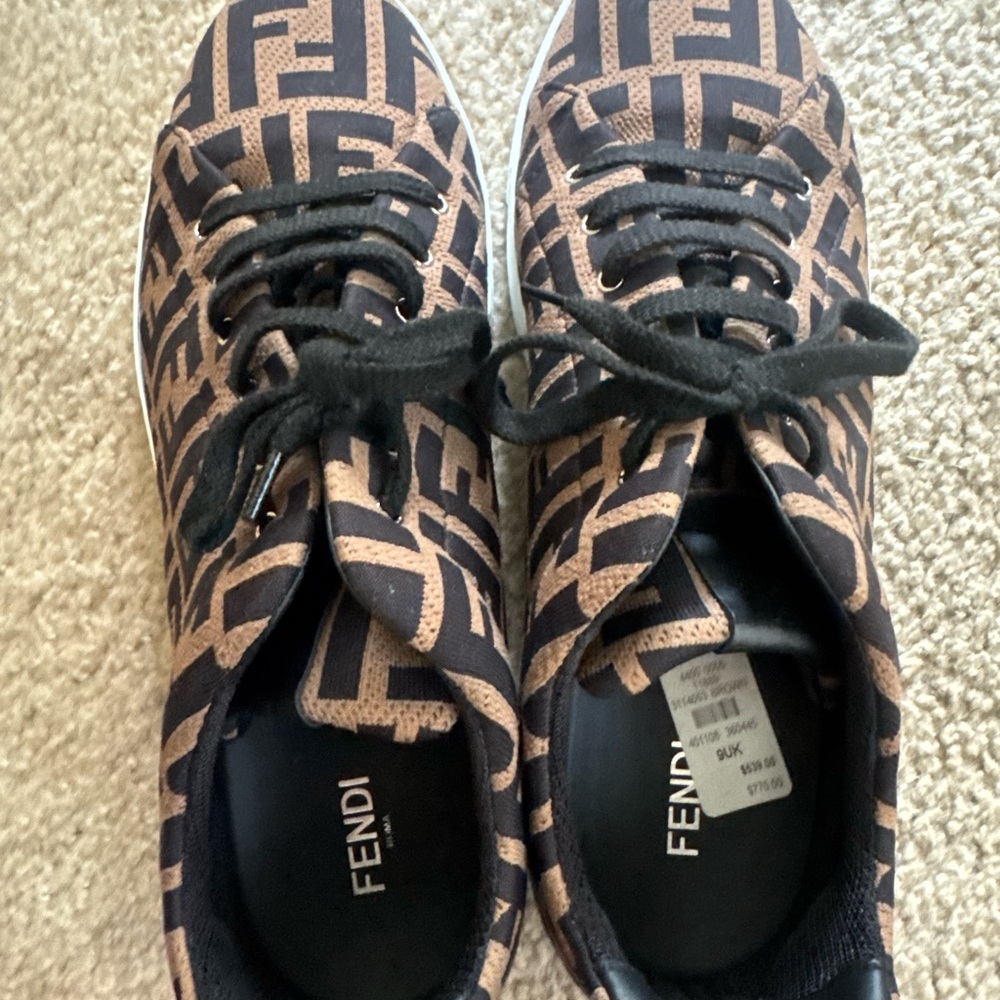 Fendi Black and Brown Patterned Sneakers